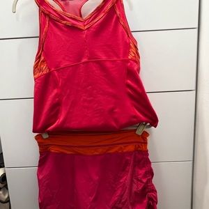 Two Pieces: Moving Comfort Brand Pink Piece Tank and Skort (Top XL, Skort L)